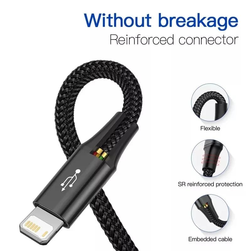 Cablu de încărcare USB 3-in-1 cu Type-C, Micro și Lightning