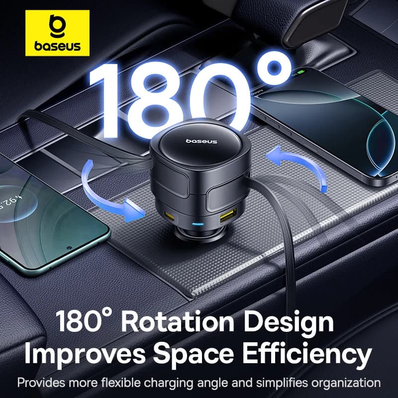 Încărcător auto USB-C dual port 90W cu cabluri