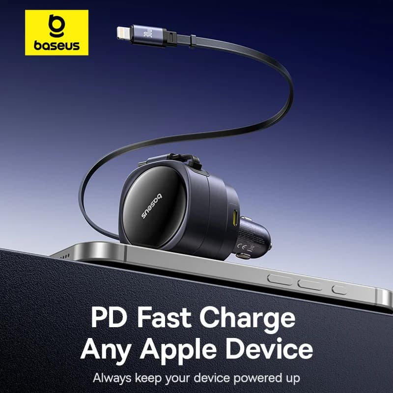Încărcător auto USB-C dual port 90W cu cabluri
