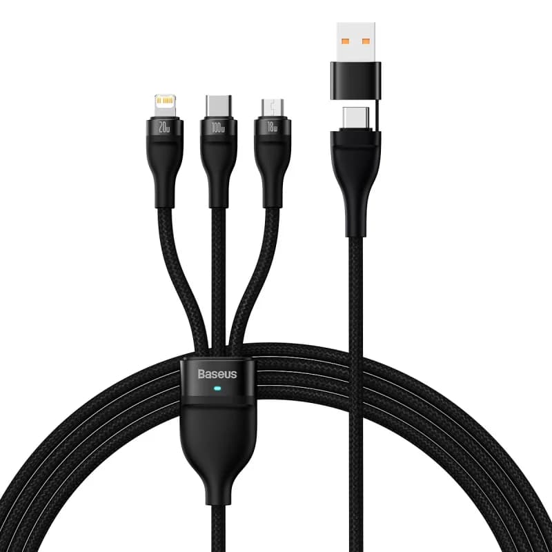 Cablu de încărcare rapidă 3-in-1 100W cu Type-C și Micro USB