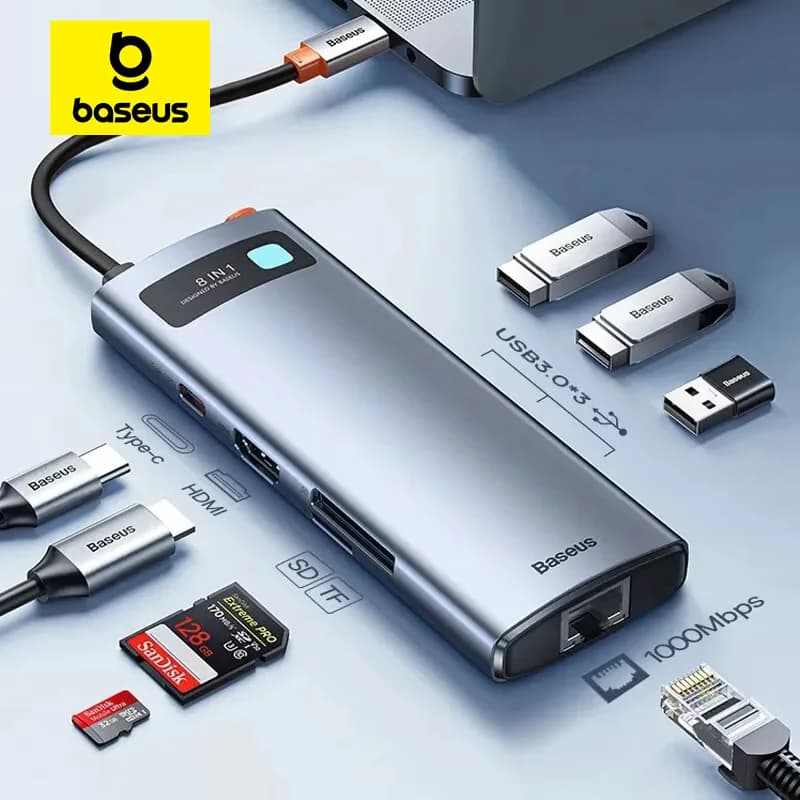 Hub USB-C cu HDMI 4K, Ethernet și PD 100W